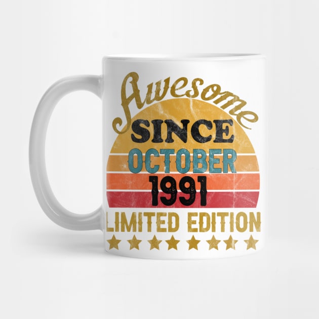 Awesome Since October 1991 30 Year Old 30th Birthday gift T-Shirt by yalp.play